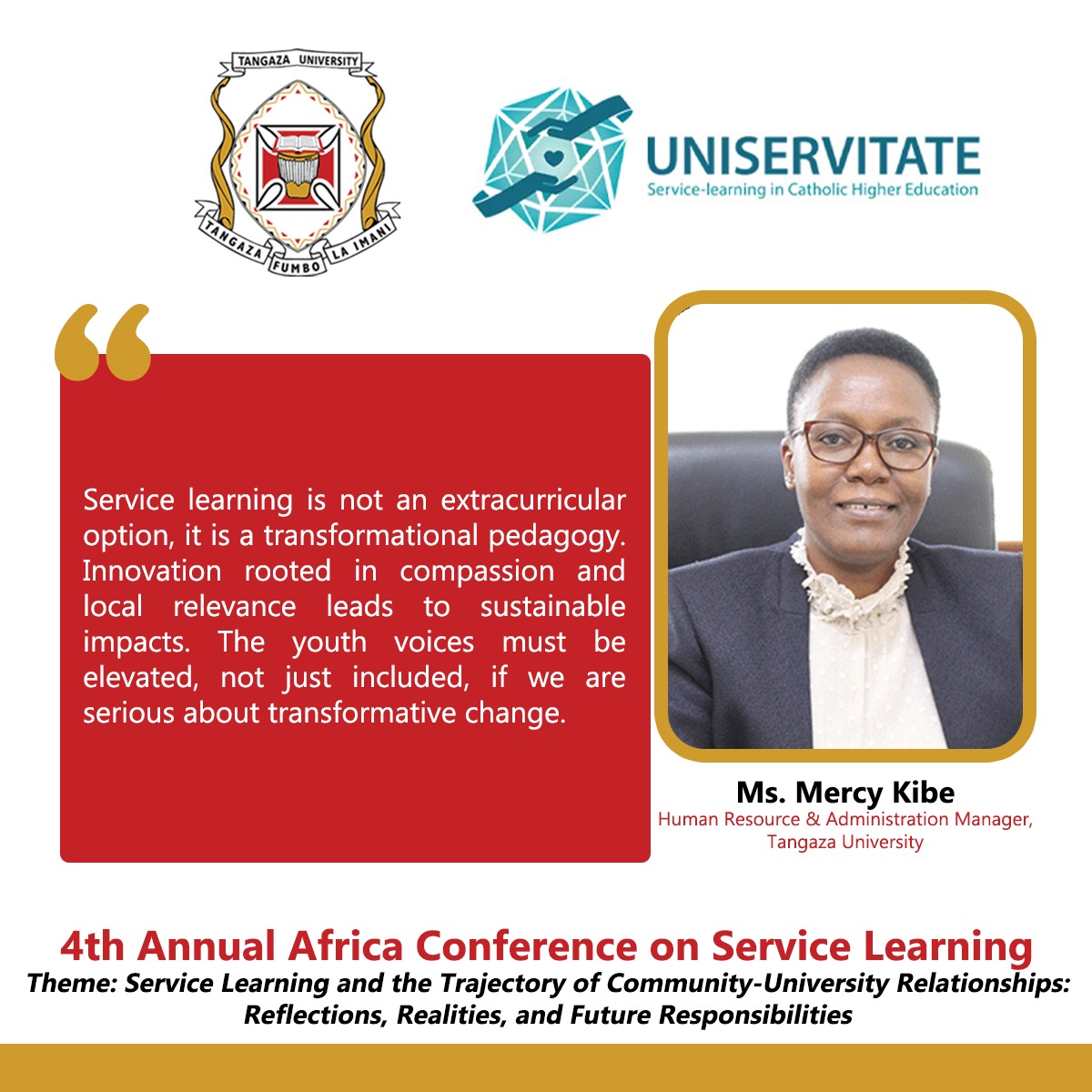 Ms. Mercy Kibe - 4th Annual Conference on Service Learning Ms. Mercy Kibe - 4th Annual Conference on Service Learning