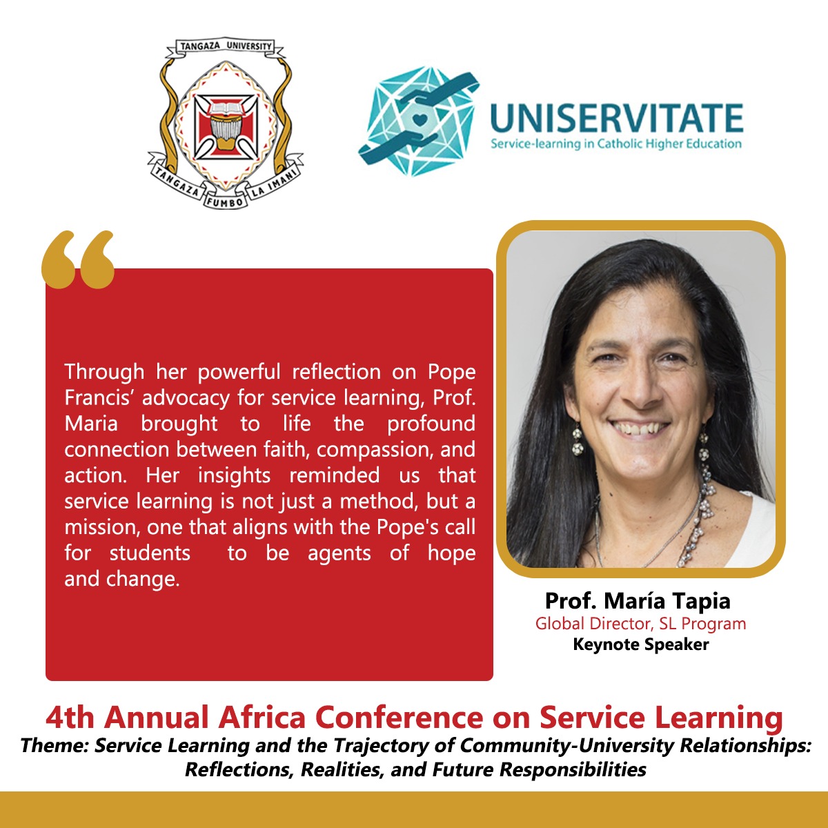 Prof. Maria Tapia - 4th Annual Conference on Service Learning Prof. Maria Tapia - 4th Annual Conference on Service Learning