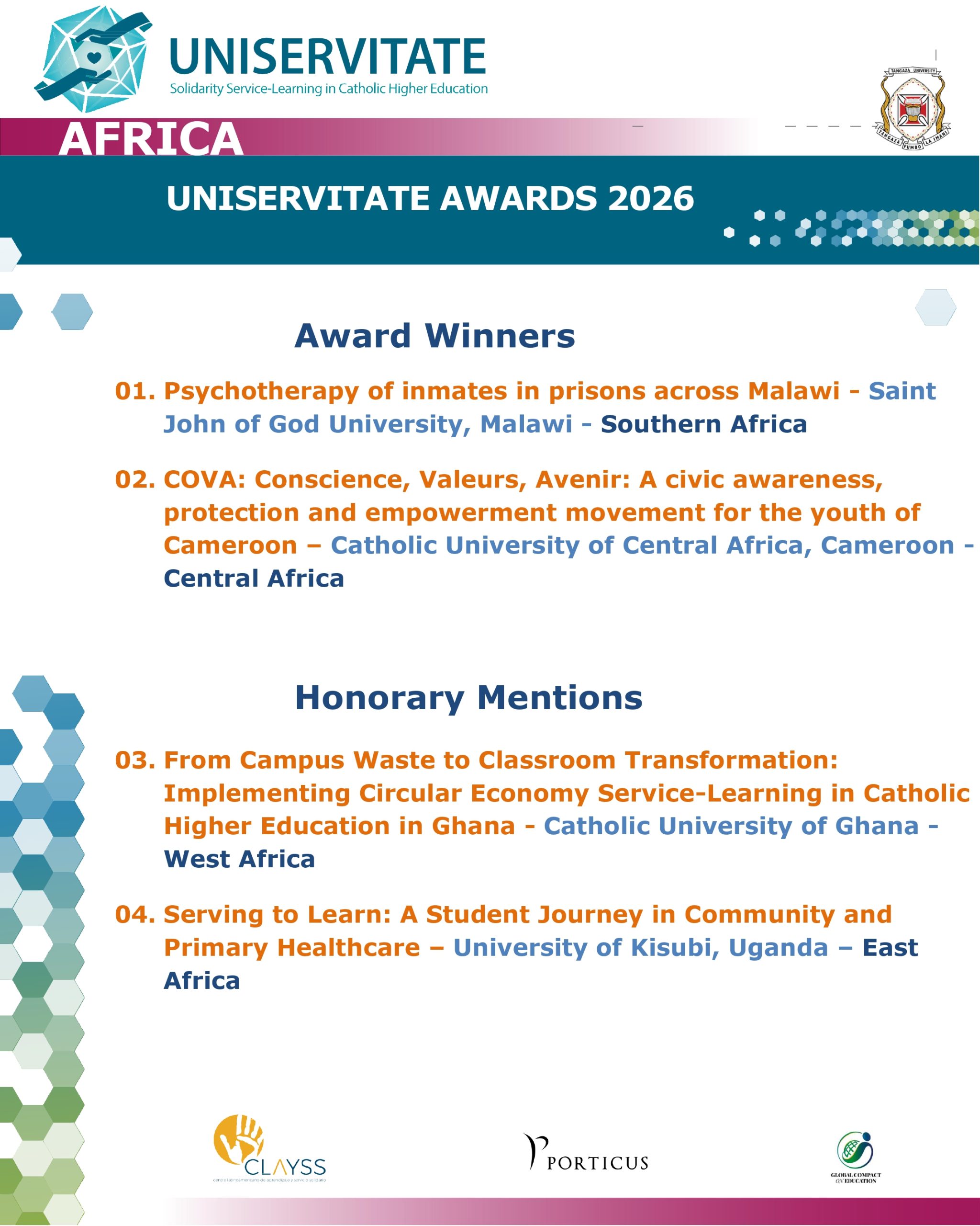 Uniservitate AWARD Winners 2026 AFRICA_FLYER